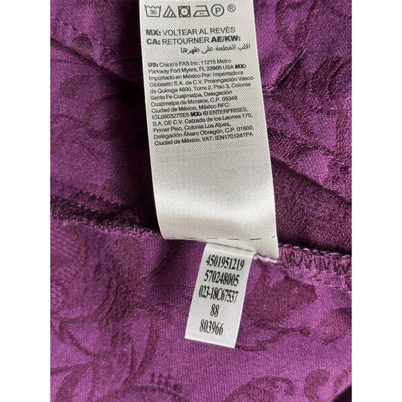 Chico's Elongated Jacquard Jacket Womens Size 0 US 4/6 Purple Long Sleeve Button - Picture 4 of 7